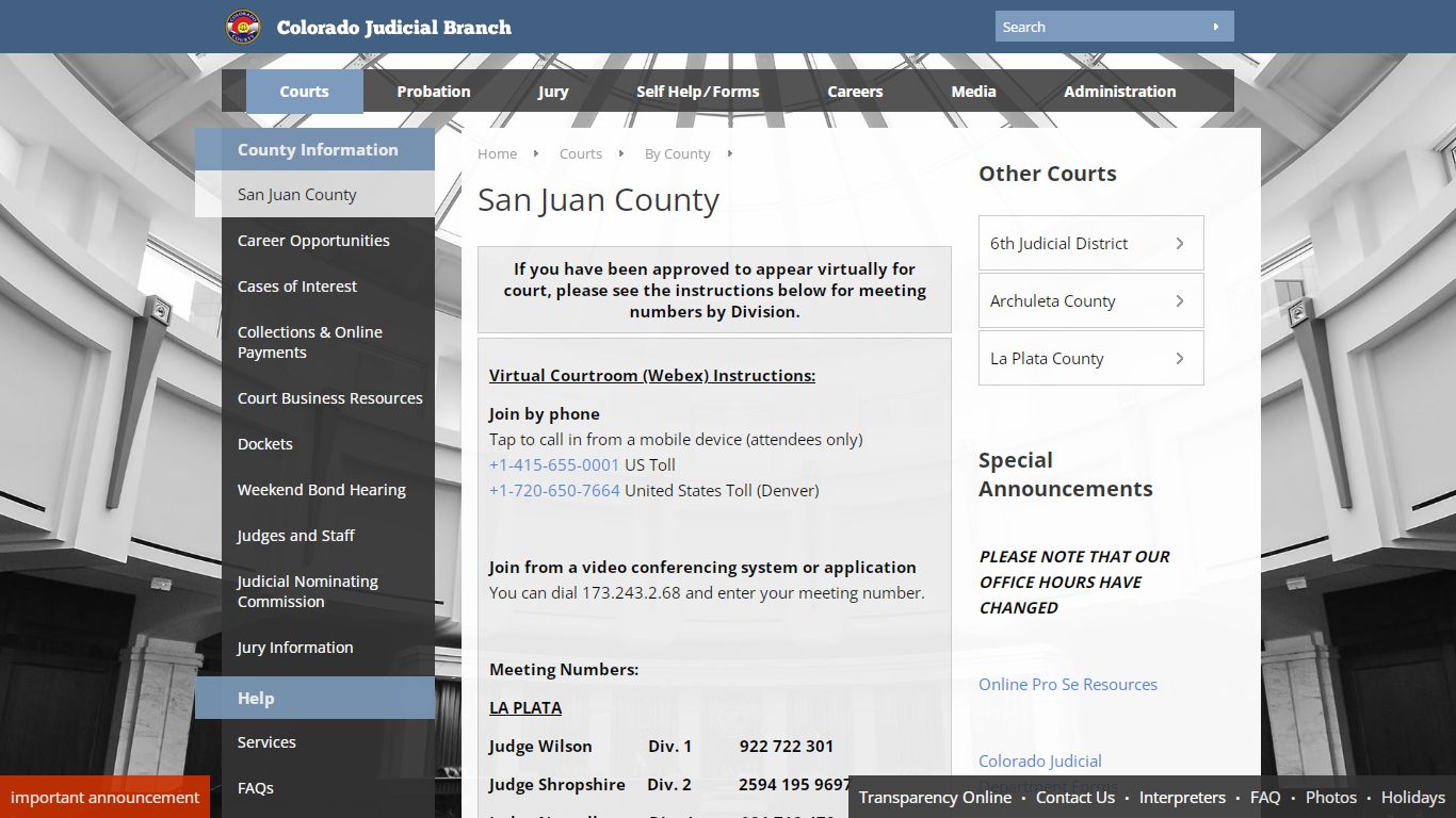 Colorado Judicial Branch - San Juan County - Homepage